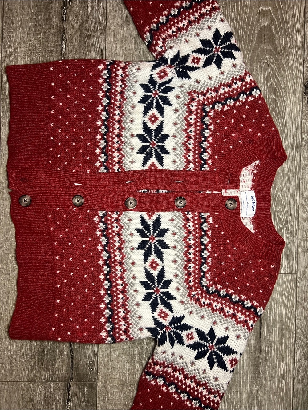 OLD NAVY Red Fair Isle Snowflake Sweater